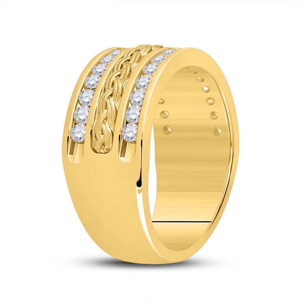 14k Yellow Gold Round Diamond Braid Wedding Band Ring 1 Cttw