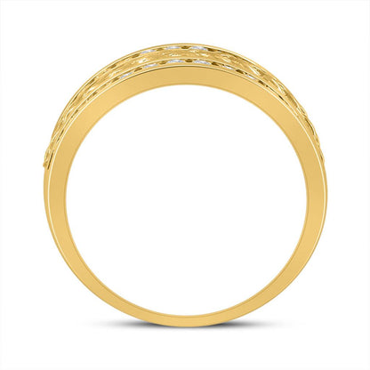 14k Yellow Gold Round Diamond Braid Wedding Band Ring 1 Cttw