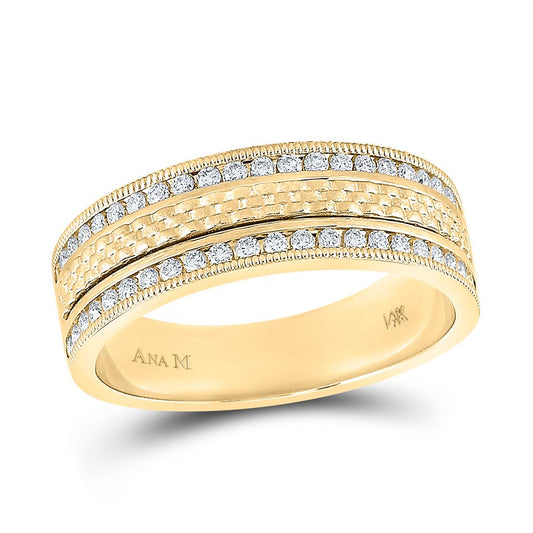 14k Yellow Gold Round Diamond Wedding Band Ring 1/2 Cttw