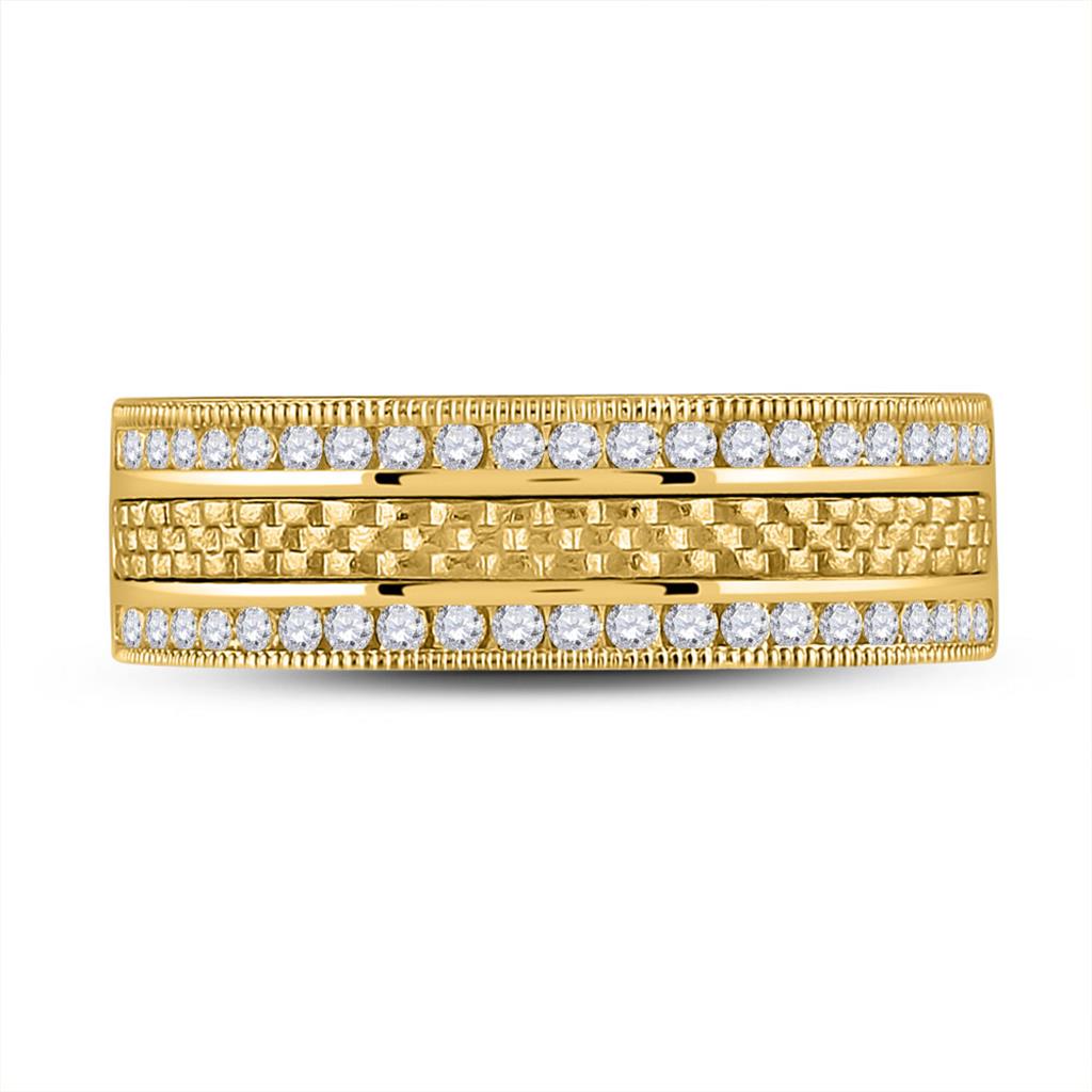 14k Yellow Gold Round Diamond Wedding Band Ring 1/2 Cttw