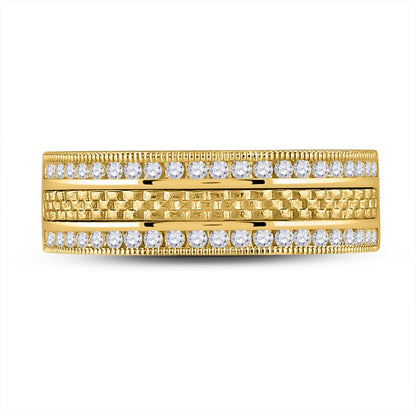14k Yellow Gold Round Diamond Wedding Band Ring 1/2 Cttw