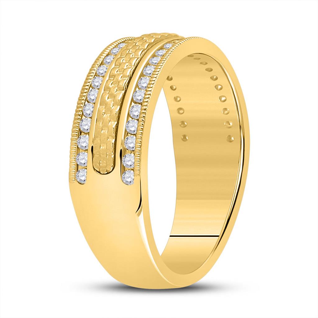 14k Yellow Gold Round Diamond Wedding Band Ring 1/2 Cttw