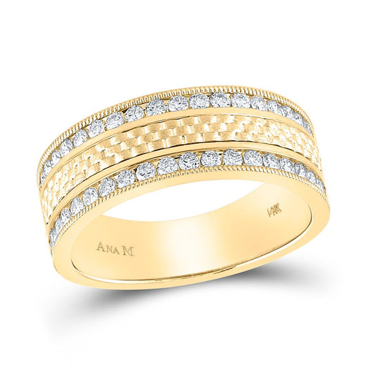 14k Yellow Gold Round Diamond Wedding Band Ring 3/4 Cttw
