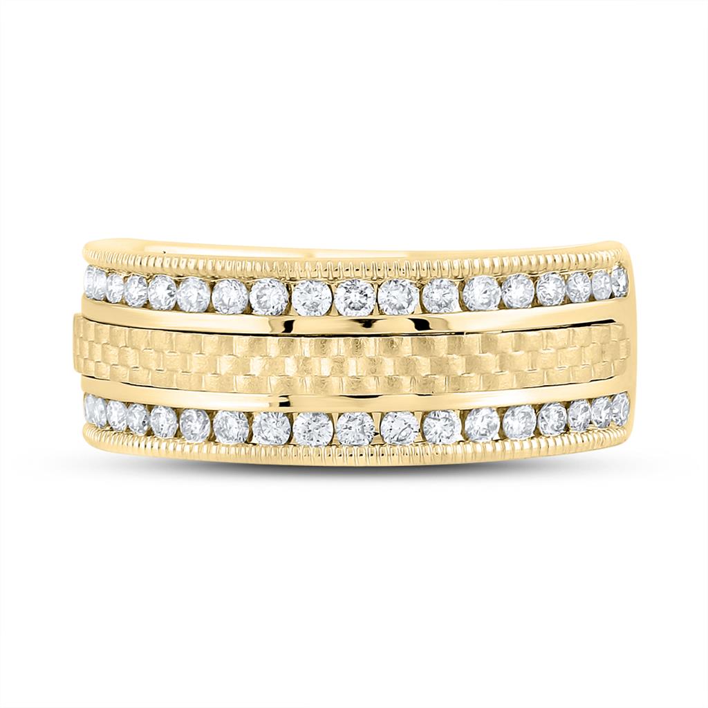 14k Yellow Gold Round Diamond Wedding Band Ring 3/4 Cttw