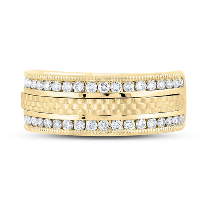 14k Yellow Gold Round Diamond Wedding Band Ring 3/4 Cttw