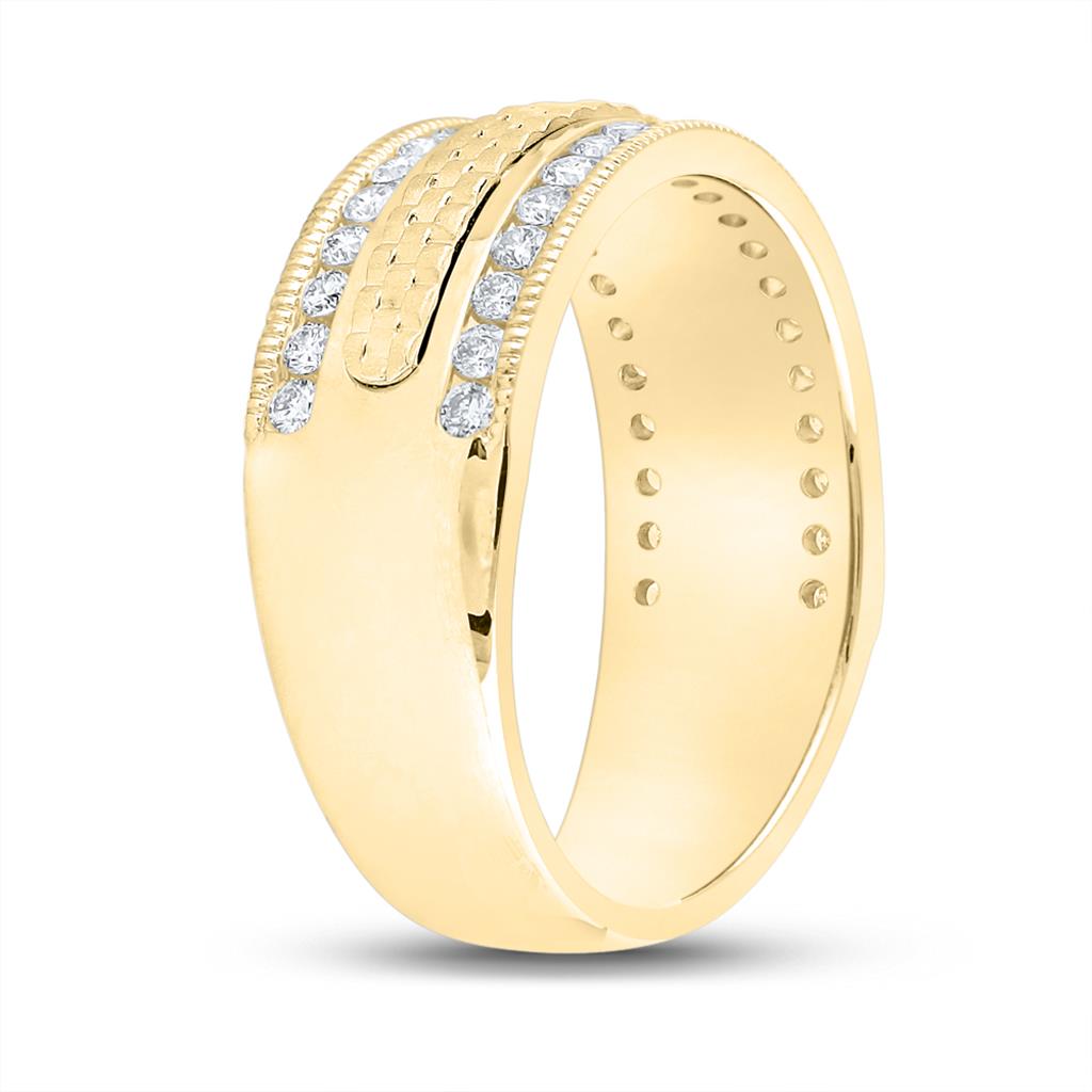14k Yellow Gold Round Diamond Wedding Band Ring 3/4 Cttw