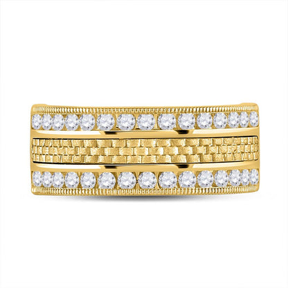 14k Yellow Gold Round Diamond Wedding Band Ring 1 Cttw
