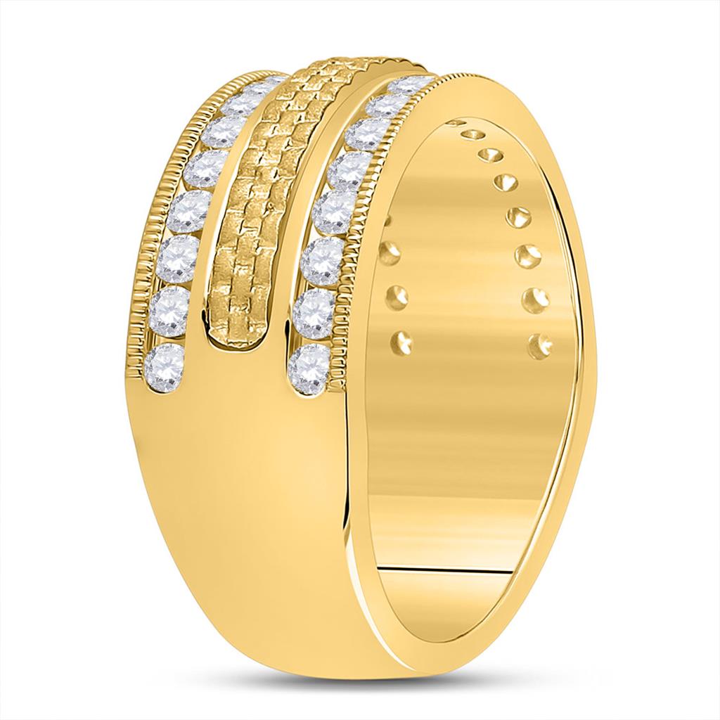 14k Yellow Gold Round Diamond Wedding Band Ring 1 Cttw