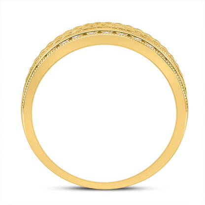 14k Yellow Gold Round Diamond Wedding Band Ring 1 Cttw