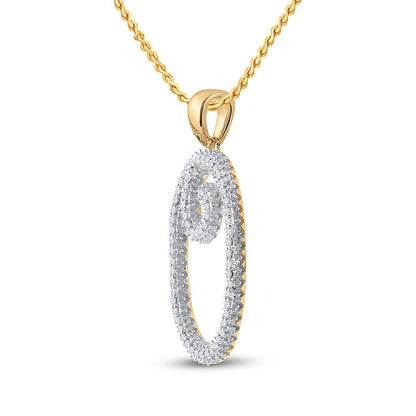 10k Yellow Gold Round Diamond Initial O Letter Pendant 1/5 Cttw
