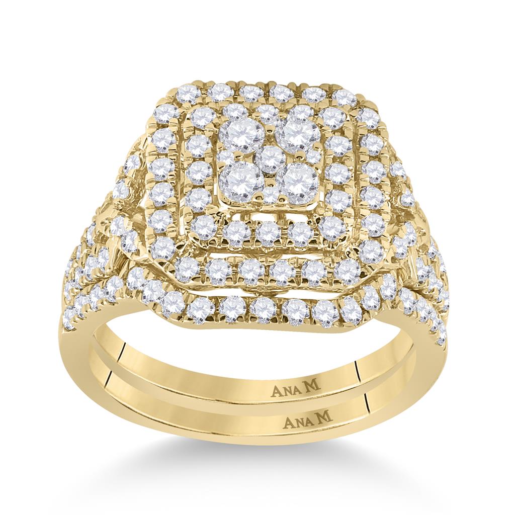 14k Yellow Gold Round Diamond Bridal Wedding Ring Set 1-1/4 Cttw