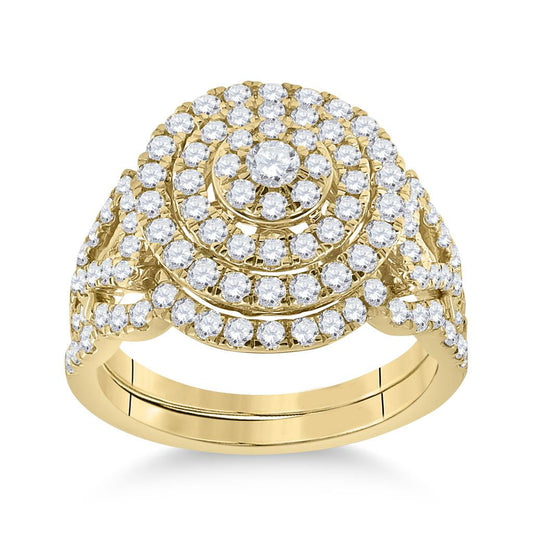 1 1/3 Ct. Round Diamond Bridal Engagement Ring Set 14K Yellow Gold