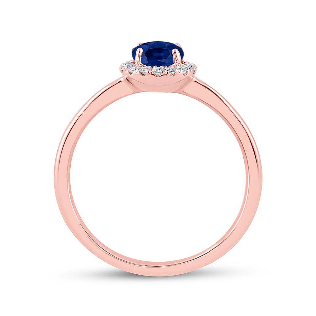 14k Rose Gold Round Blue Sapphire Diamond Solitaire Ring 7/8 Cttw