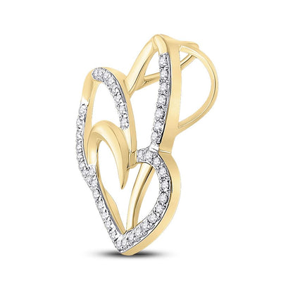 10k Yellow Gold Round Diamond Heart Pendant 1/6 Cttw