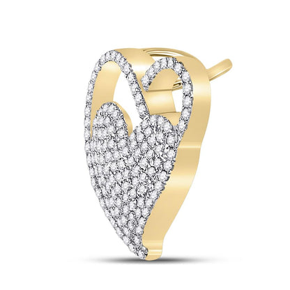 10k Yellow Gold Round Diamond Heart Pendant 3/8 Cttw