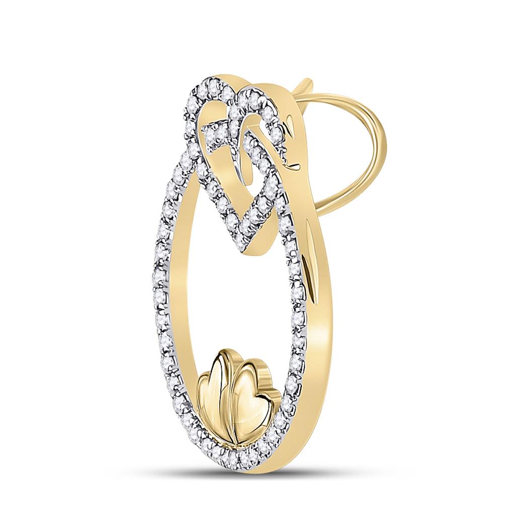 10k Yellow Gold Round Diamond Circle Heart Pendant 1/5 Cttw