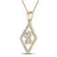 10k Yellow Gold Round Diamond Square Butterfly Pendant 1/4 Cttw