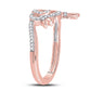 10k Rose Gold Round Diamond King Queen Heart Ring 1/6 Cttw