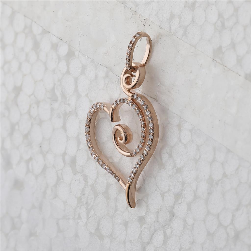 10k Rose Gold Round Diamond Heart Pendant 1/5 Cttw