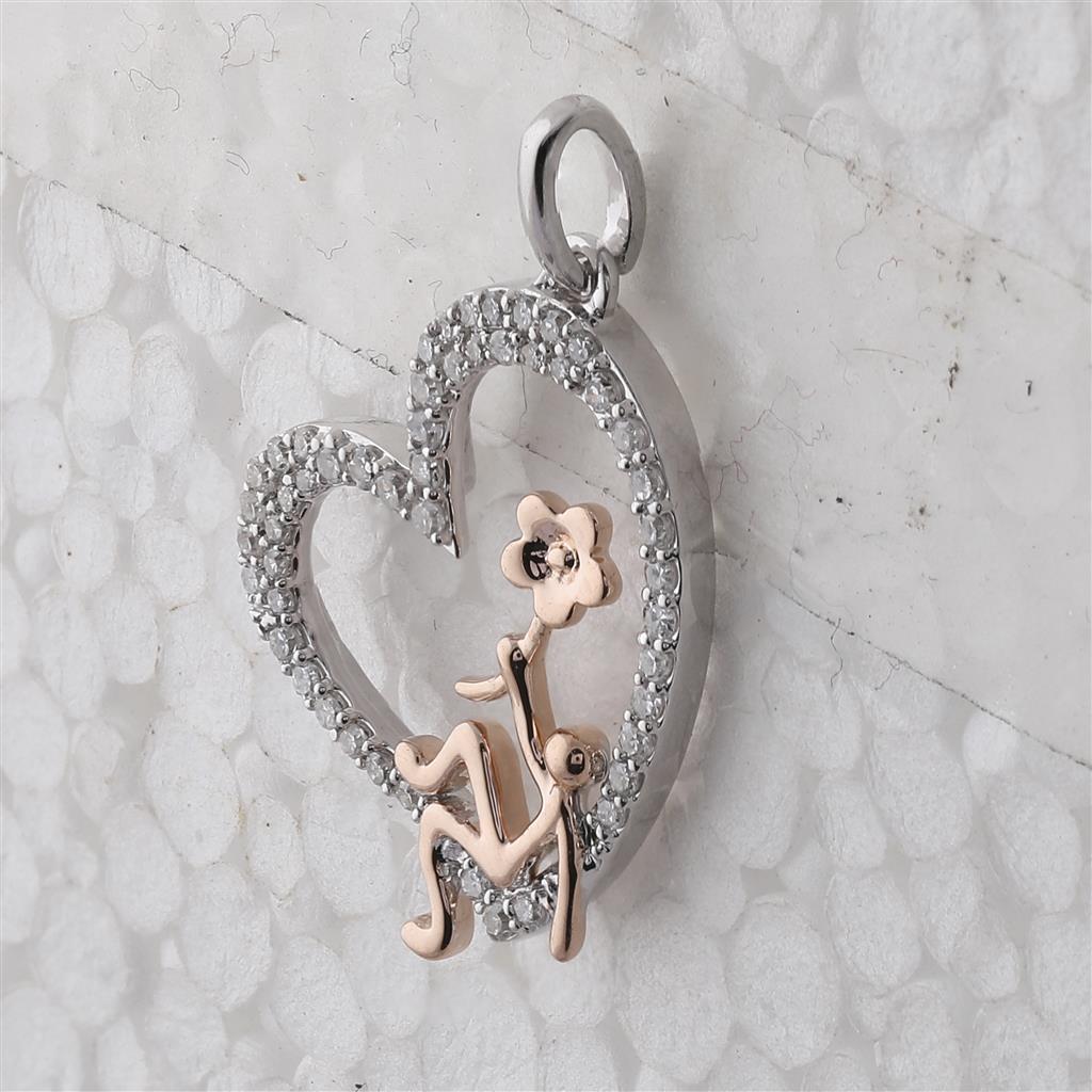 10k Two-tone Gold Round Diamond Heart Pendant 1/5 Cttw