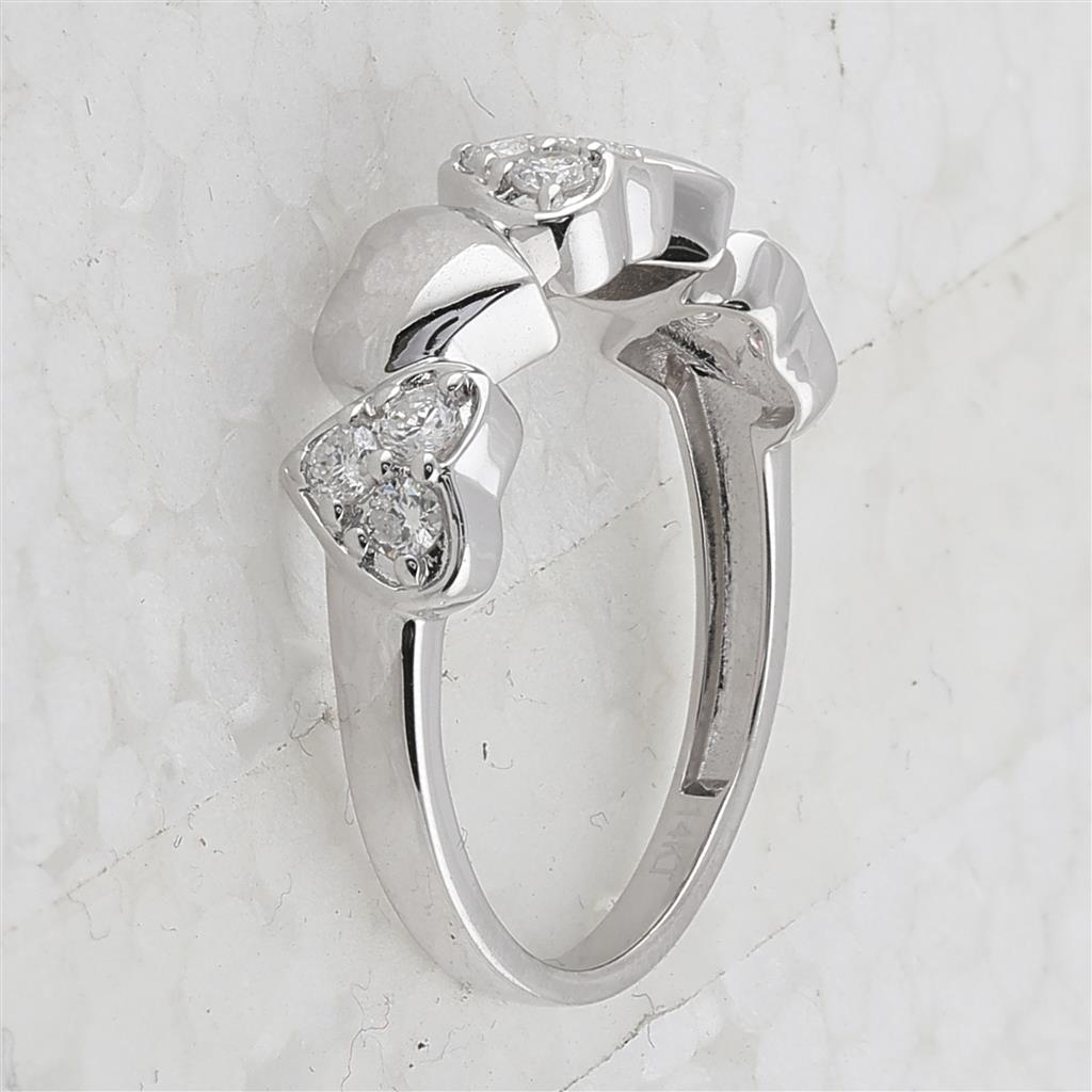 14k White Gold Round Diamond Heart Ring 1/3 Cttw