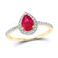 10k Yellow Gold Pear Created Ruby Solitaire Ring 1 Cttw