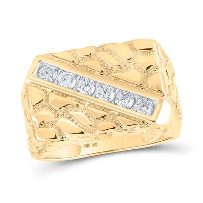 10k Yellow Gold Round Diamond Nugget Fashion Ring 1/2 Cttw