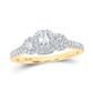 10k Yellow Gold Emerald Diamond 3-stone Bridal Engagement Ring 1/2 Cttw