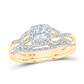 10k Yellow Gold Princess Diamond Square Bridal Wedding Ring Set 1/2 Cttw