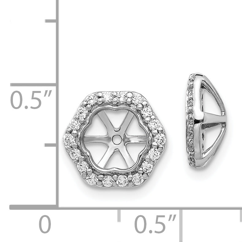 1/3 Ct. Real Diamond Hexagon Shaped Earring Jackets for Studs in 14K White Gold