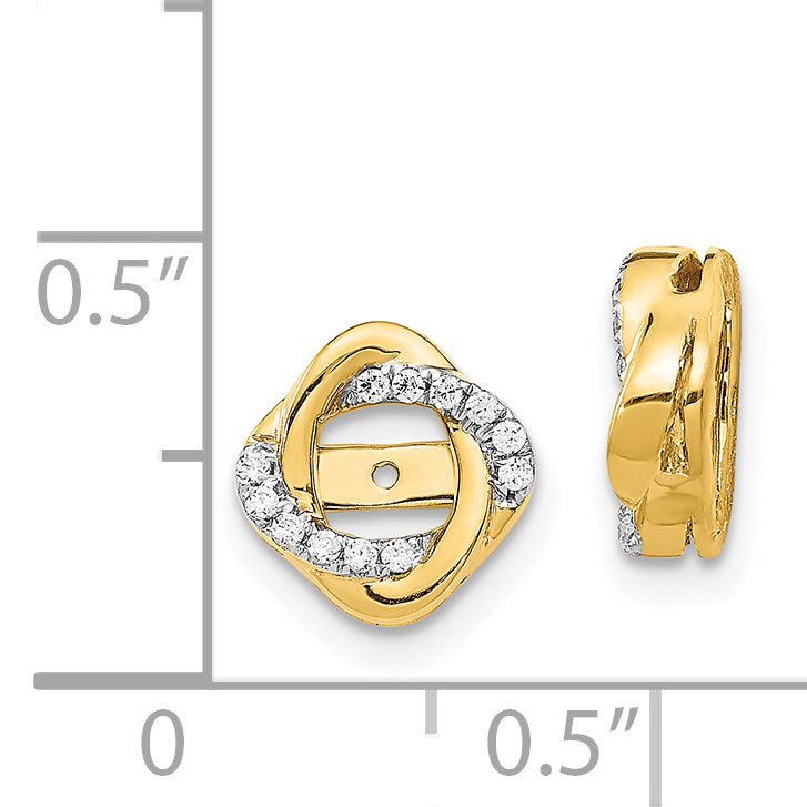 1/6 Ct Real Diamond Designer Earring Jackets in 14K Yellow Gold Fine Jewelry