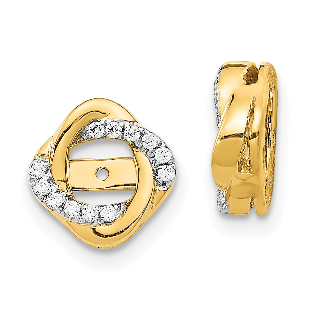 1/6 Ct Real Diamond Designer Earring Jackets in 14K Yellow Gold Fine Jewelry