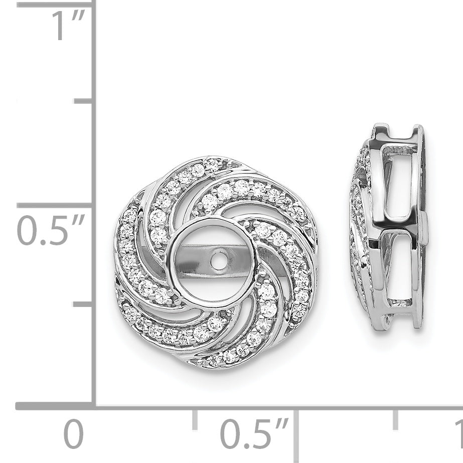 1/3 Ct Real Diamond Swirl Design Earring Jackets in 14K White Gold Fine Jewelry