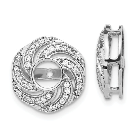 1/3 Ct Real Diamond Swirl Design Earring Jackets in 14K White Gold Fine Jewelry
