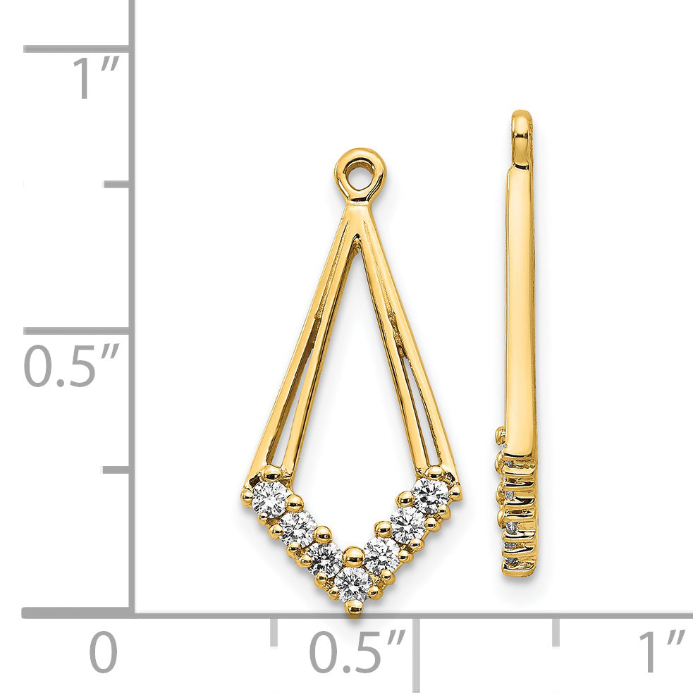 Diamond Shaped Real Diamond Dangling Earring Jacket in 14k White Gold Jewelry