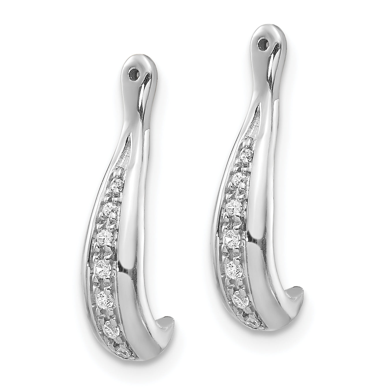 14K White Gold Diamond Earring J Hoop Jackets