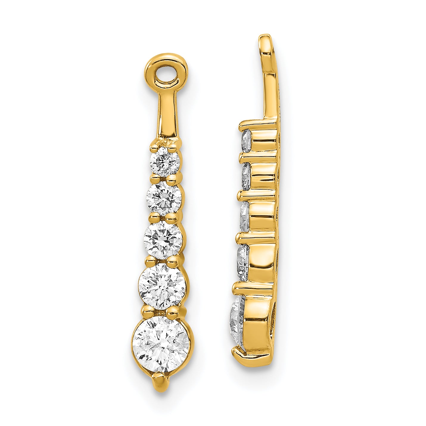 Five Stones Journey Style Natural Diamond Earring Jackets in 14K Yellow Gold