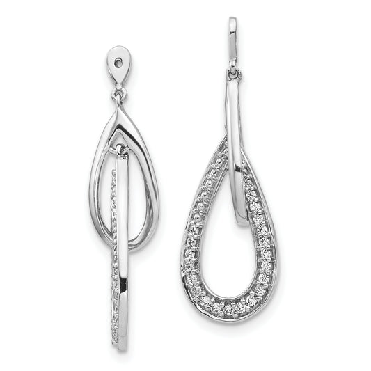 1/4Ct. Double Teardrop Dangle Diamond Earring Jackets in 14k White Gold