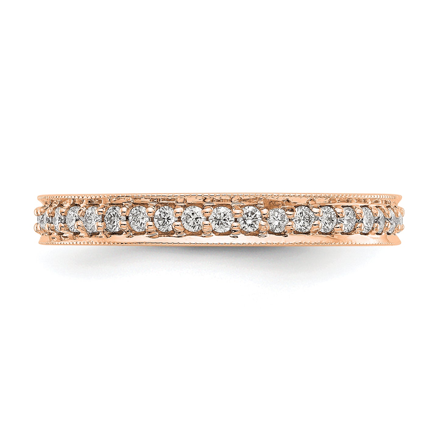 1/2 CT Natural Diamond Antique Vintage Style Diamond Eternity Band in 14k Rose Gold