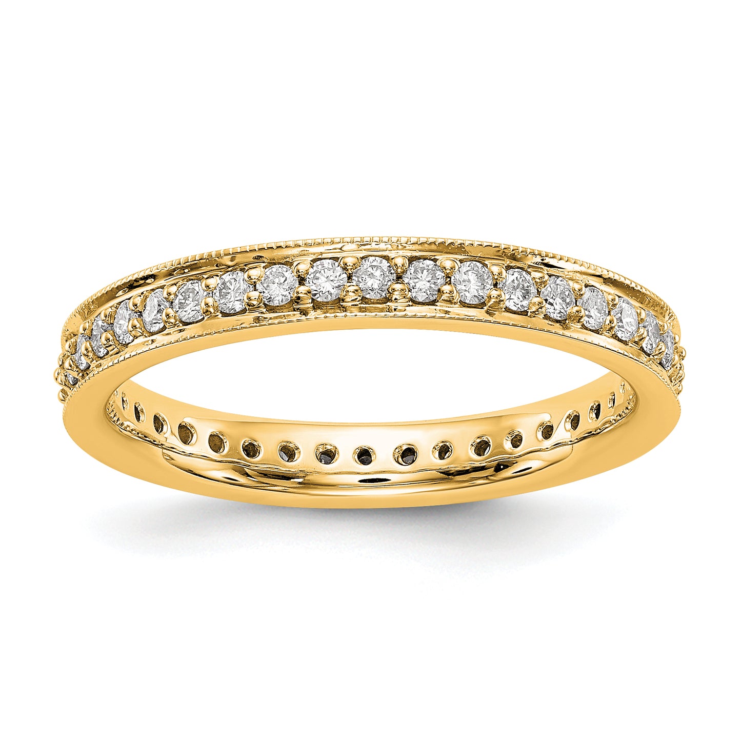 1/2 CT Natural Diamond Antique Vintage Style Diamond Eternity Band in 14k Yellow Gold