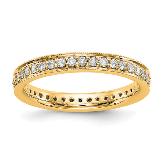 1/2 CT Natural Diamond Antique Vintage Style Diamond Eternity Band in 14k Yellow Gold