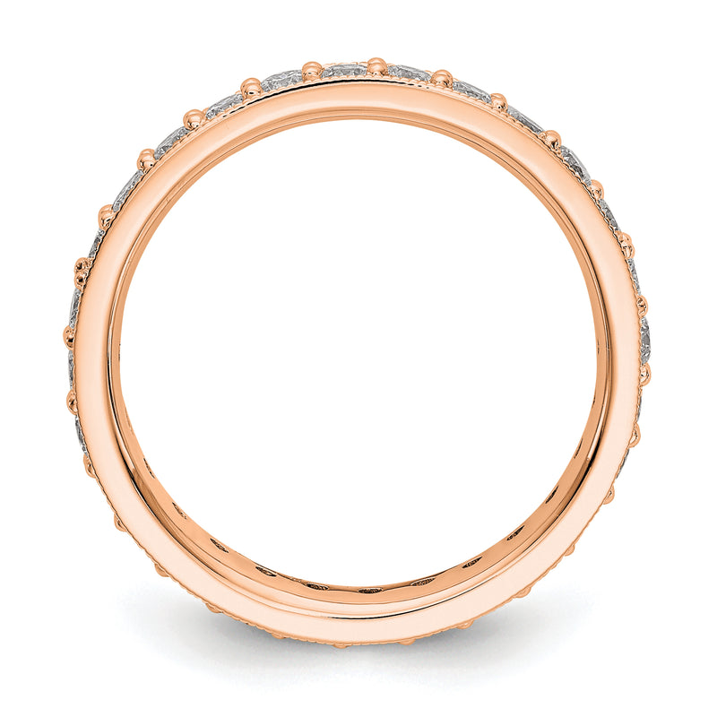 14k Rose Gold Polished Vintage 1ct Diamond Eternity Band
