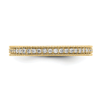 14k Yellow Gold Polished 1/3CT Milgrain Edge Diamond Eternity Band