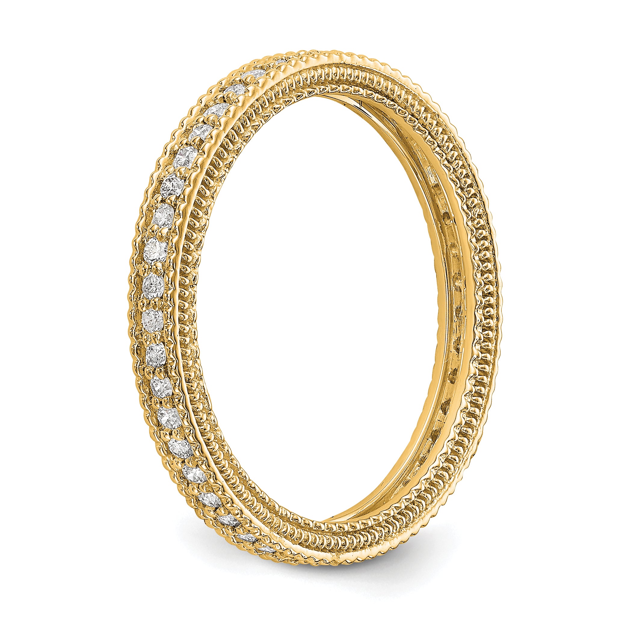 14k Yellow Gold Polished 1/3CT Milgrain Edge Diamond Eternity Band
