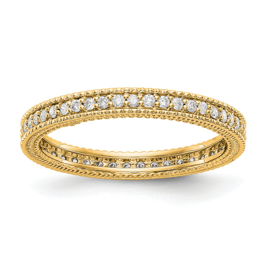 14k Yellow Gold Polished 1/3CT Milgrain Edge Diamond Eternity Band