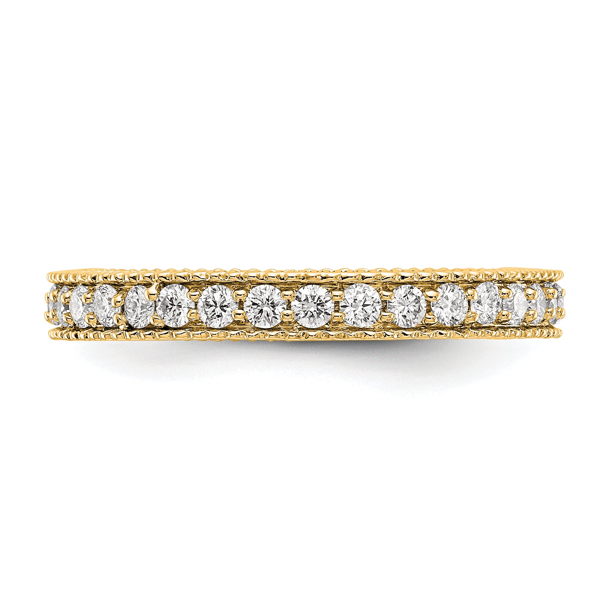 14k Yellow Gold Polished 3/4 CT Milgrain Edge Diamond Eternity Band