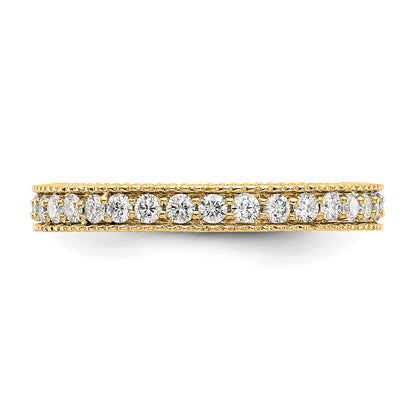 14k Yellow Gold Polished 3/4 CT Milgrain Edge Diamond Eternity Band