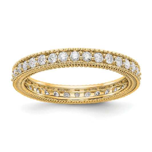 14k Yellow Gold Polished 3/4 CT Milgrain Edge Diamond Eternity Band