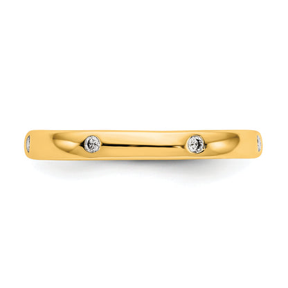 14k Yellow Gold 1/10CT Polished Bezel Set Diamond Eternity Band