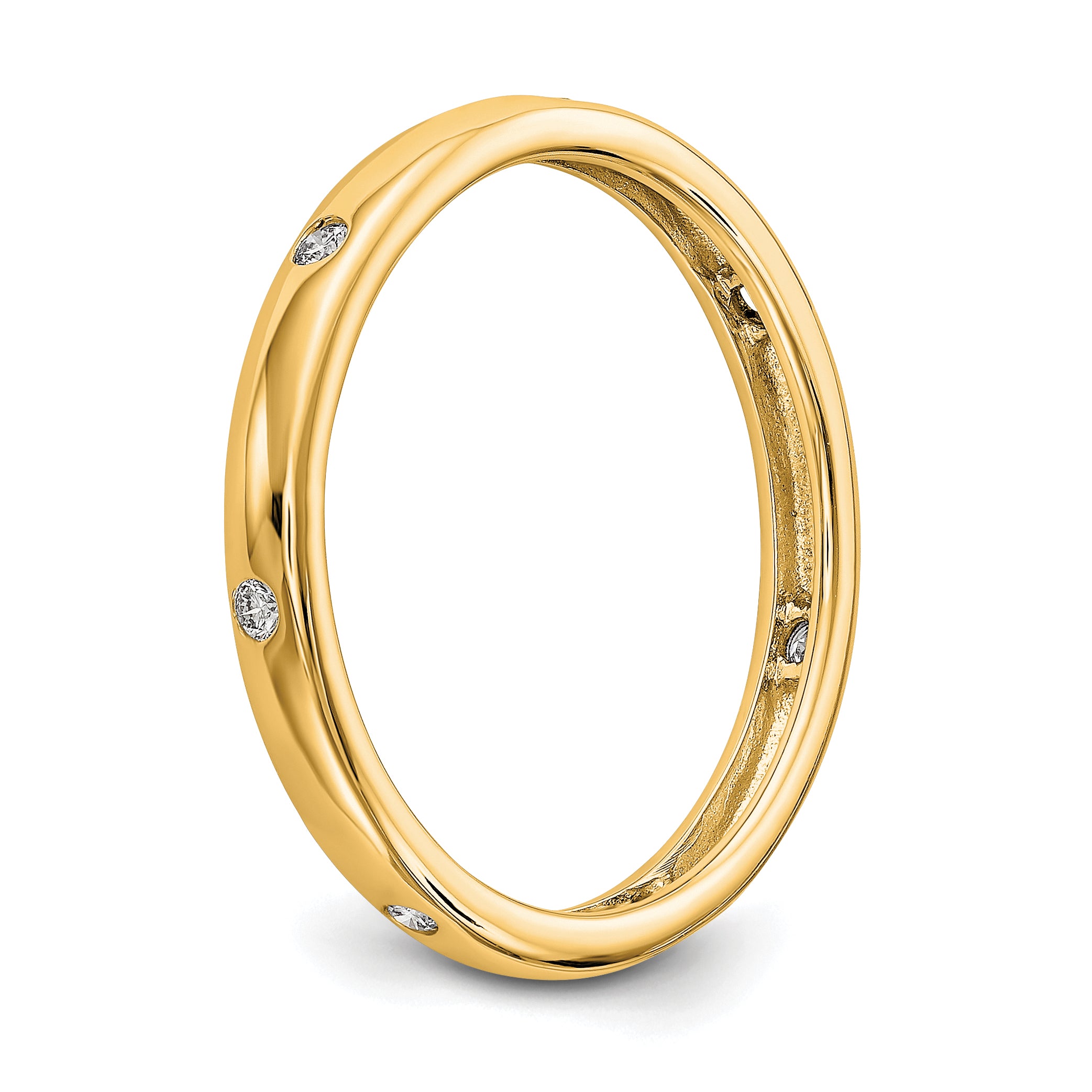 14k Yellow Gold 1/10CT Polished Bezel Set Diamond Eternity Band